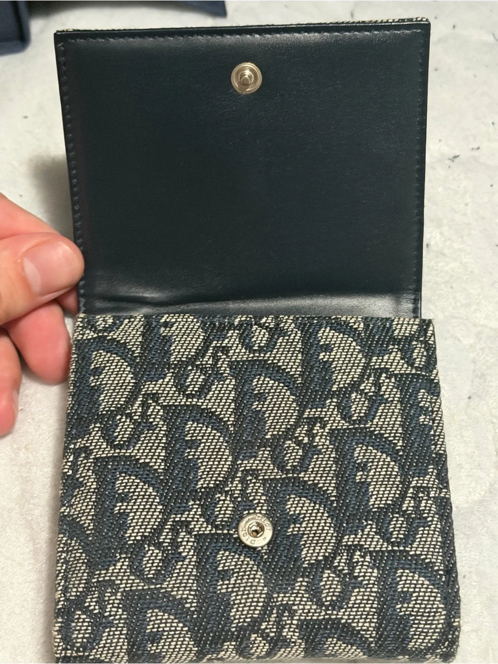 Christian Dior Trotter Bifold Trotter Wallet — Navy